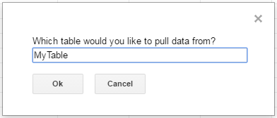 Input box for table selection.