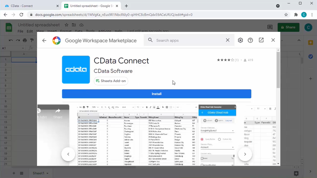 CData Connect Add-on for Google Sheets