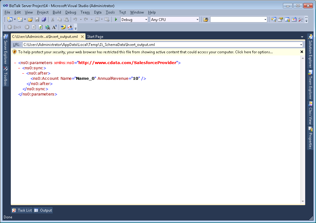 The resulting updategram. (Salesforce is shown.)