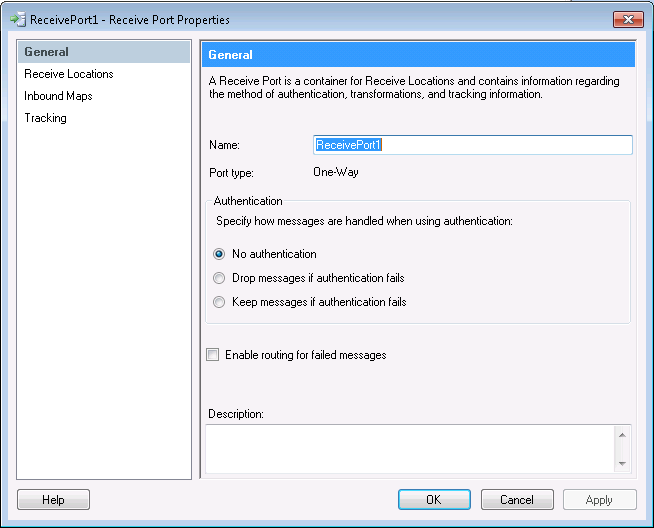 The Receive Port Send Port properties dialog. (Salesforce is shown.)