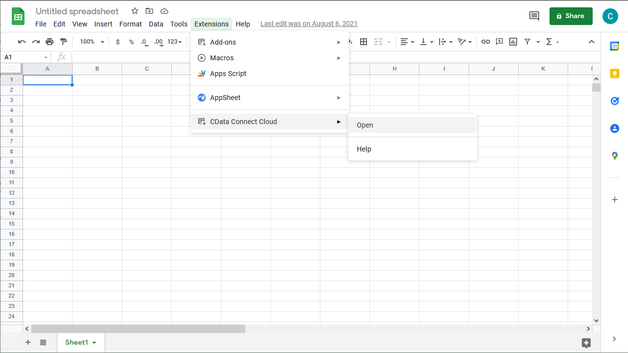 Access Live SAP Business One Data in Google Sheets