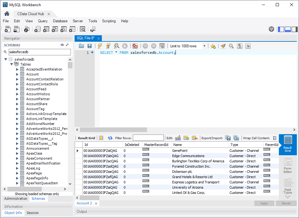 mysql import external database workbench