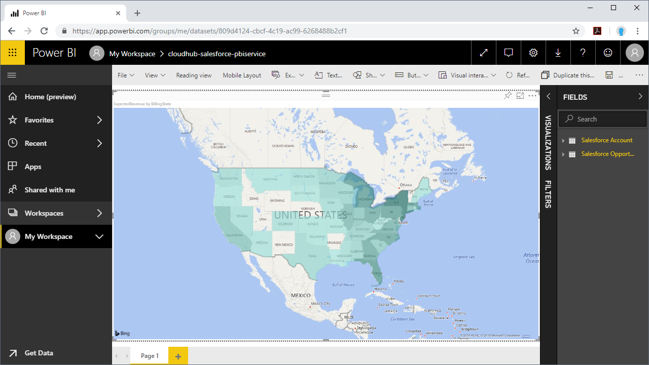 Build report. Power bi service.