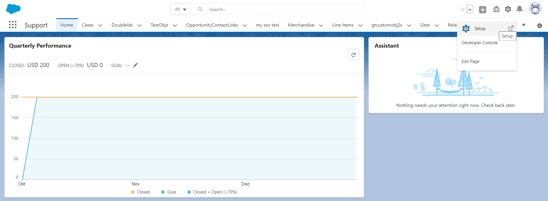 Go to the "Setup" option in Salesforce