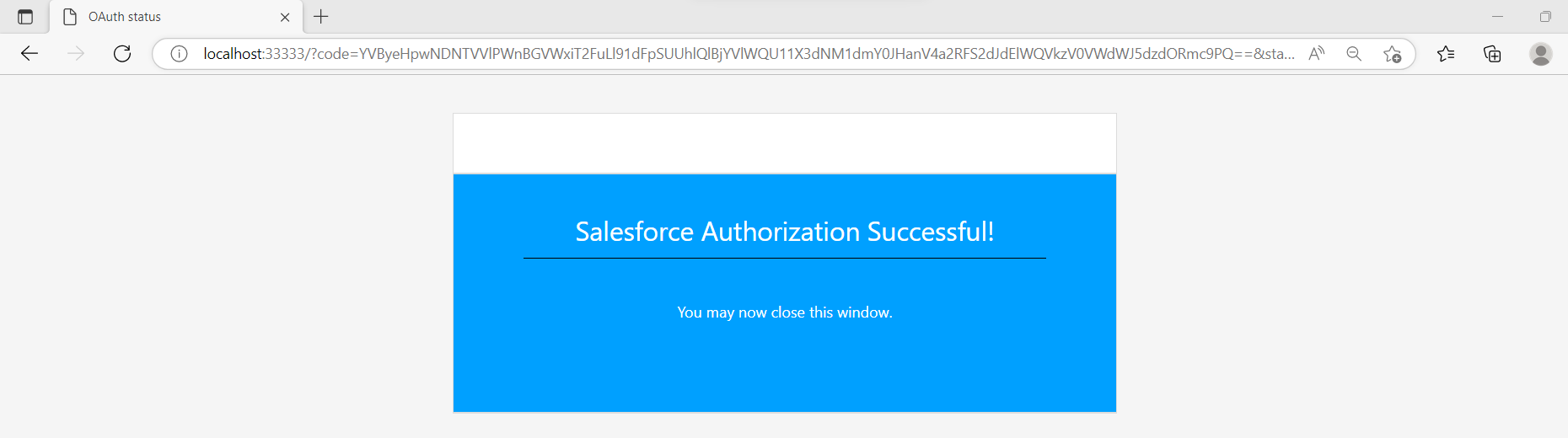 Salesforce Authorization successful