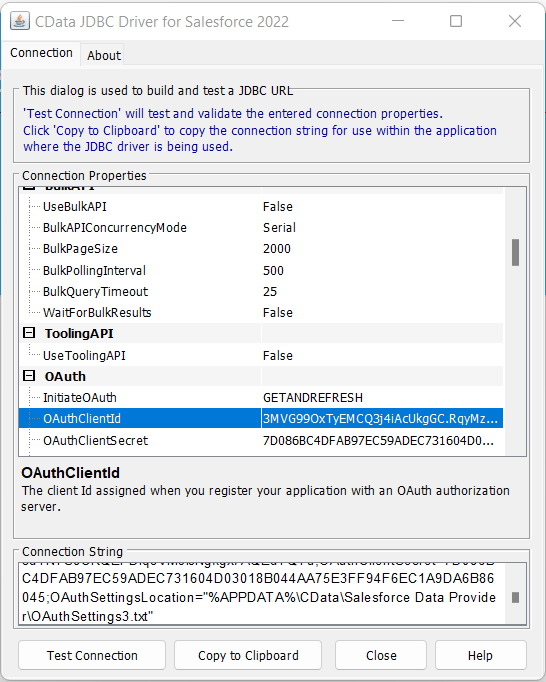 Client ID and Client Secret along with InitiateOAuth set to GETANDREFRESH for connecting with Custom OAuth Application in Salesforce