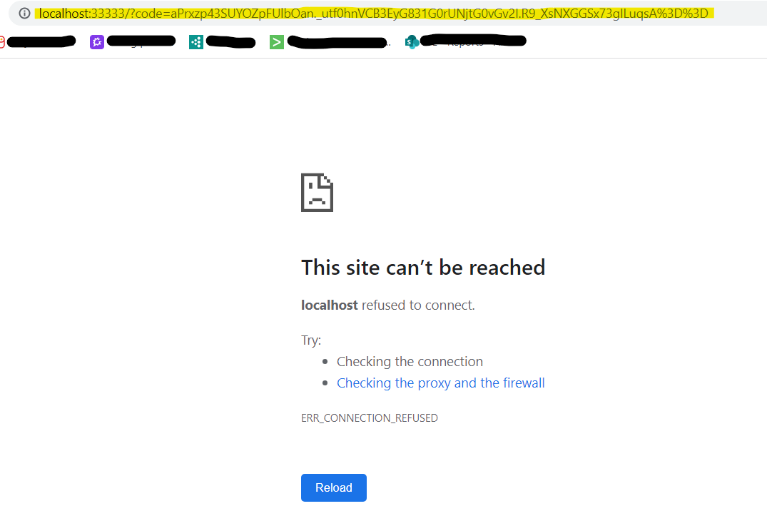 Copying the URL obtained in the browser