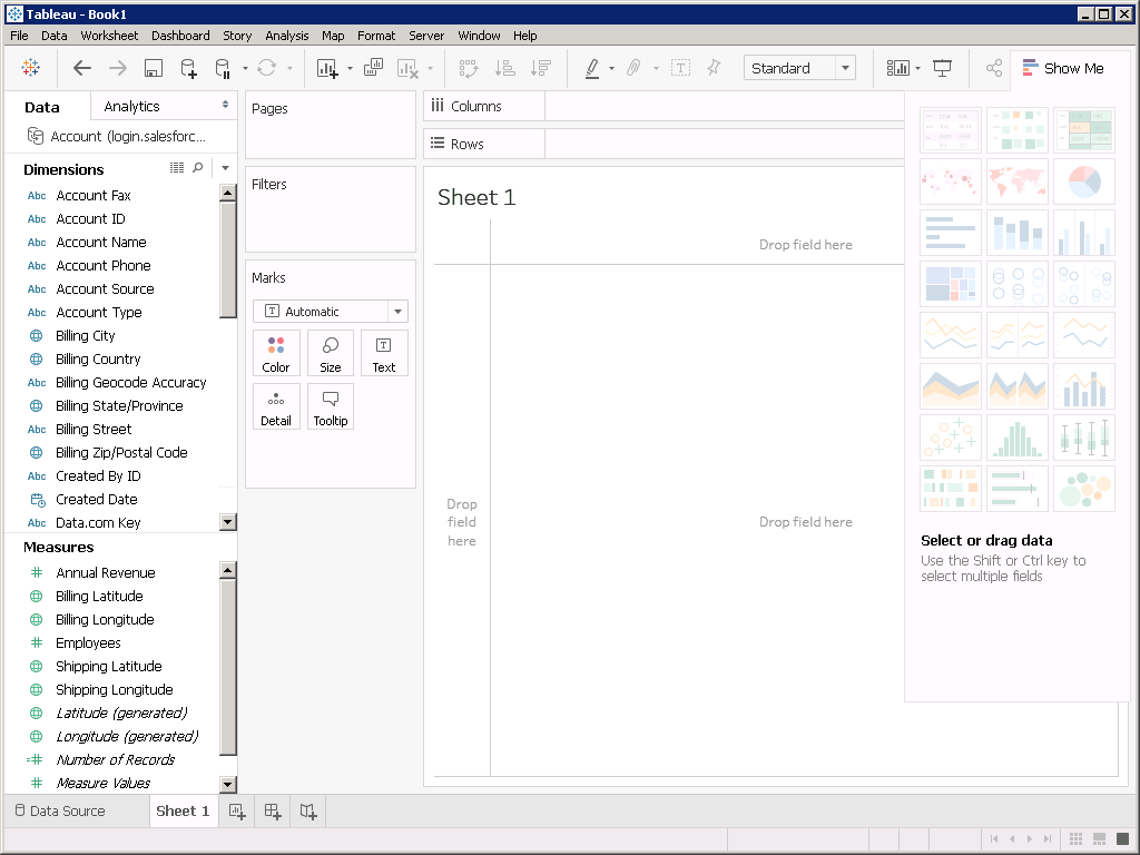 Comparing Connectivity to Salesforce.com Data in Tableau